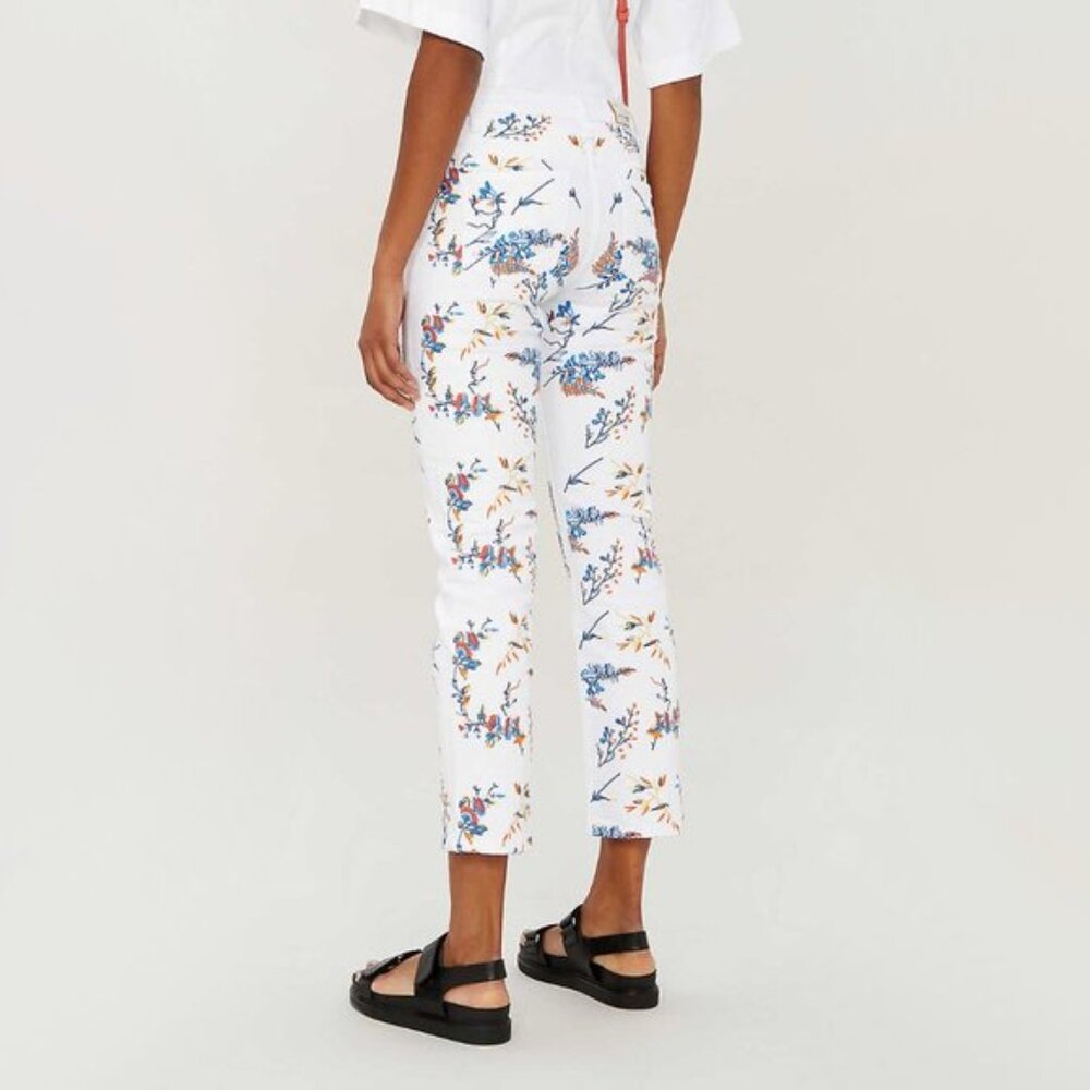 NWT Maje white & floral embroidered mid rise jeans - Picture 6 of 10
